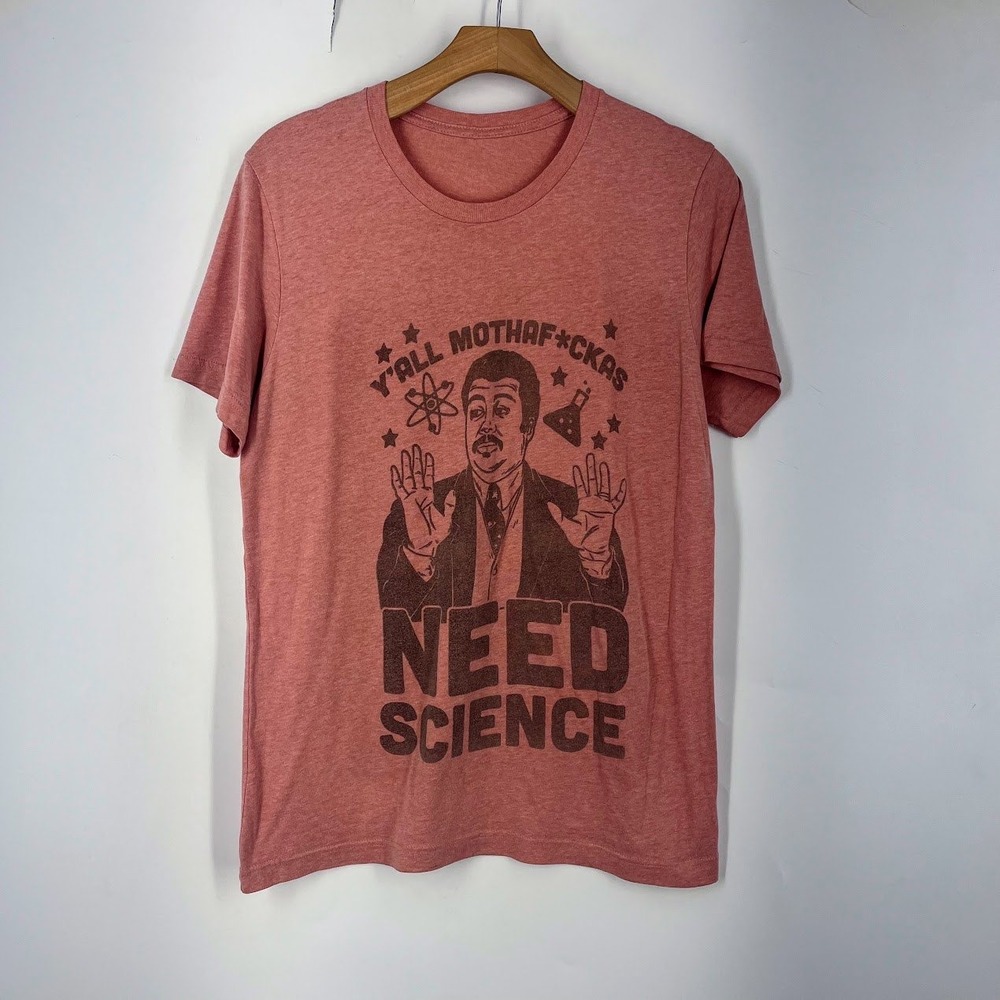 Neil deGrasse Tyson Y'all Need Science Graphic T-Shirt Heather Coral Pink M